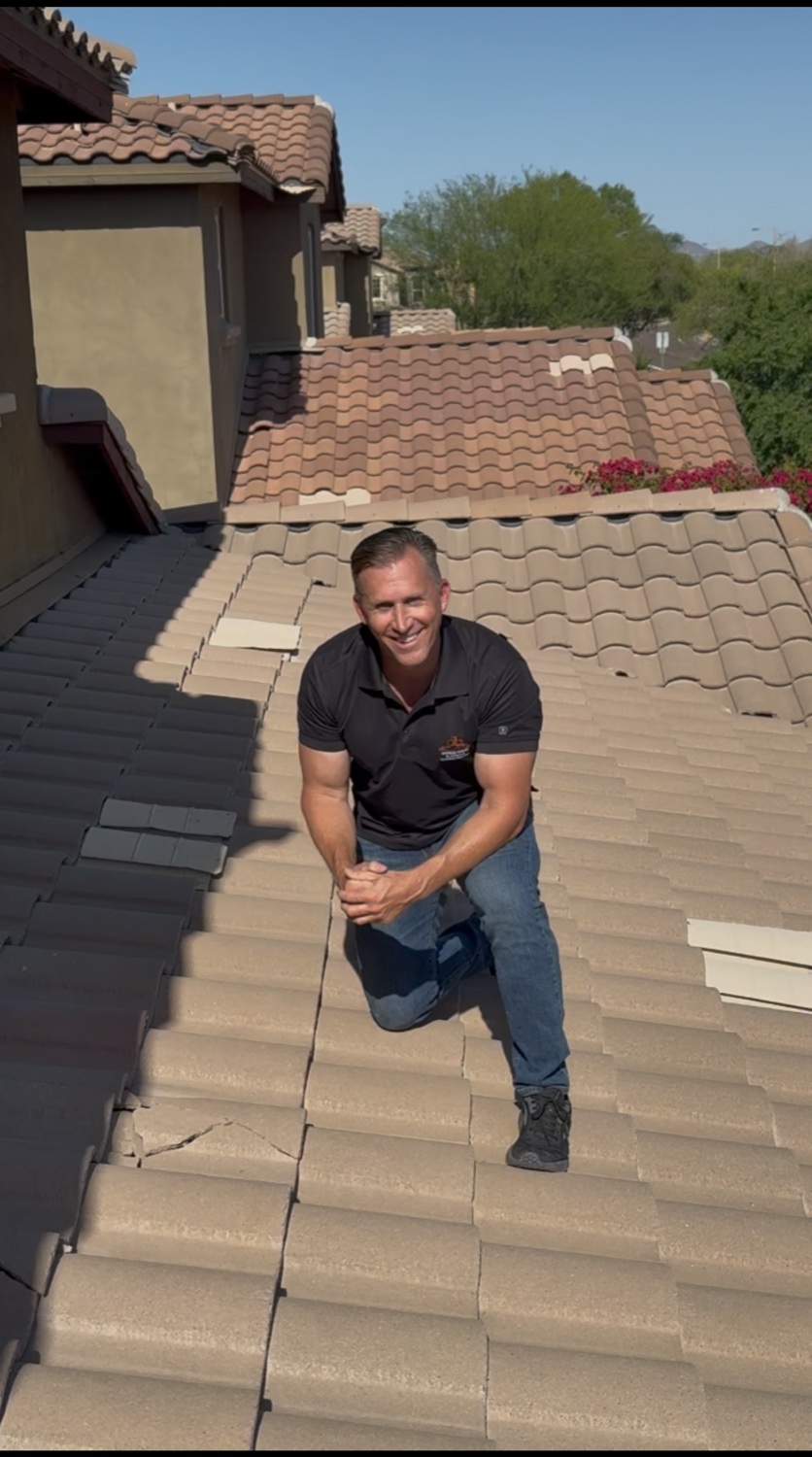 Bryan on a tile roof — confident, at home on the job